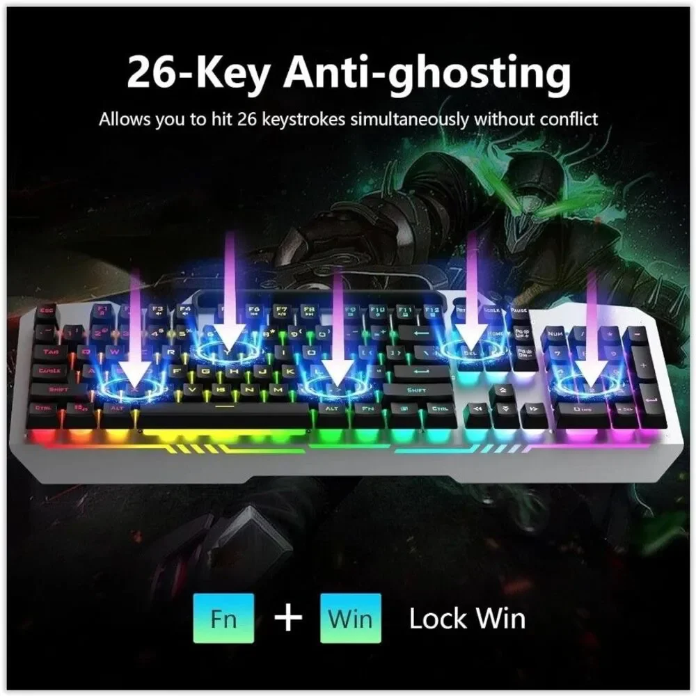 AULA Keyboard T102- 104 Key RGB Gaming Keyboard and Mouse Combo Wired No Box NEW